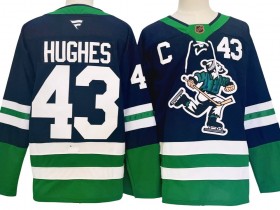 Vancouver Canucks #43 Quinn Hughes Navy Reverse Retro 2024 Jersey