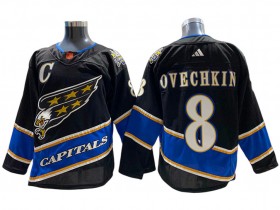 Washington Capitals #8 Alex Ovechkin Black 2022/23 Reverse Retro Jersey