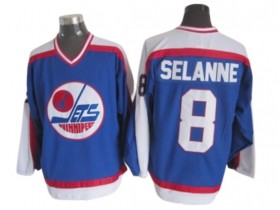 Winnipeg Jets #8 Teemu Selanne Blue 1989 Vintage CCM Jersey