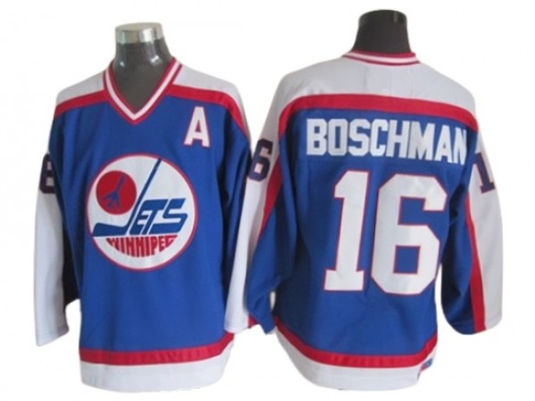 Winnipeg Jets #16 Laurie Boschman 1989 Vintage CCM Jersey - Blue