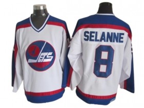 Winnipeg Jets #8 Teemu Selanne White 1989 Vintage CCM Jersey