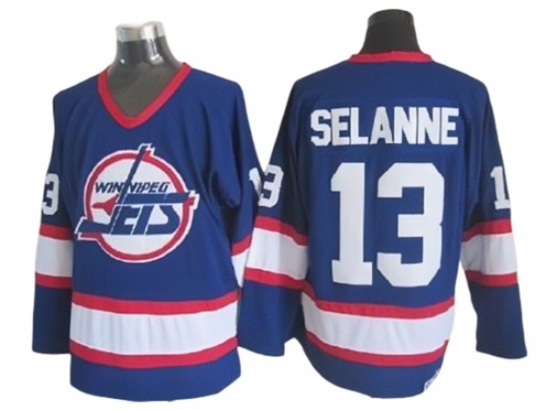 Winnipeg Jets #13 Teemu Selanne Blue 1992 Vintage CCM Jersey