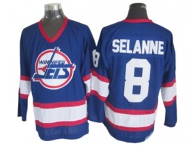 Winnipeg Jets #8 Teemu Selanne Blue 1992 Vintage CCM Jersey