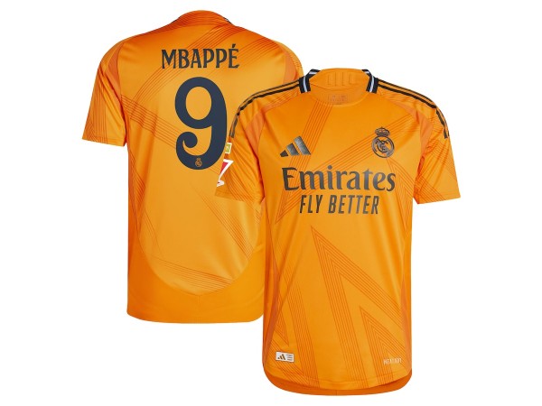 Real Madrid #9 Kylian Mbappé Orange Away 2024/25 Soccer Jersey	