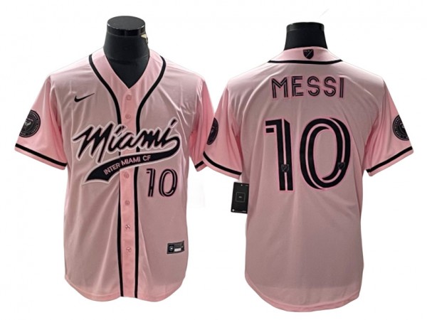 Inter Miami CF #10 Lionel Messi Baseball Jersey - White/Black/Pink