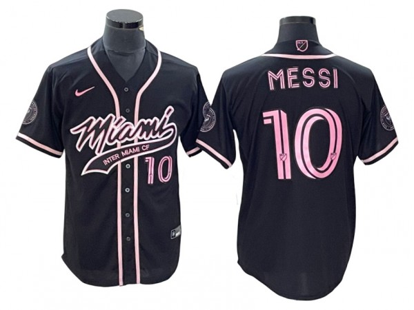 Inter Miami CF #10 Lionel Messi Baseball Jersey - White/Black/Pink