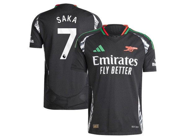 Arsenal #7 Saka Black 2024/25 Away Soccer Jersey