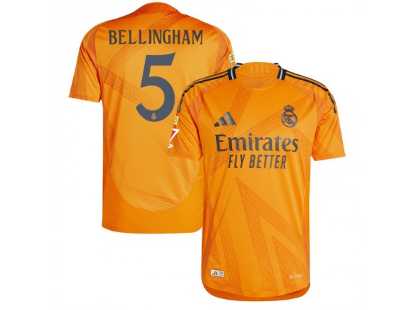 Real Madrid #5 Jude Bellingham Orange Away 2024/25 Soccer Jersey